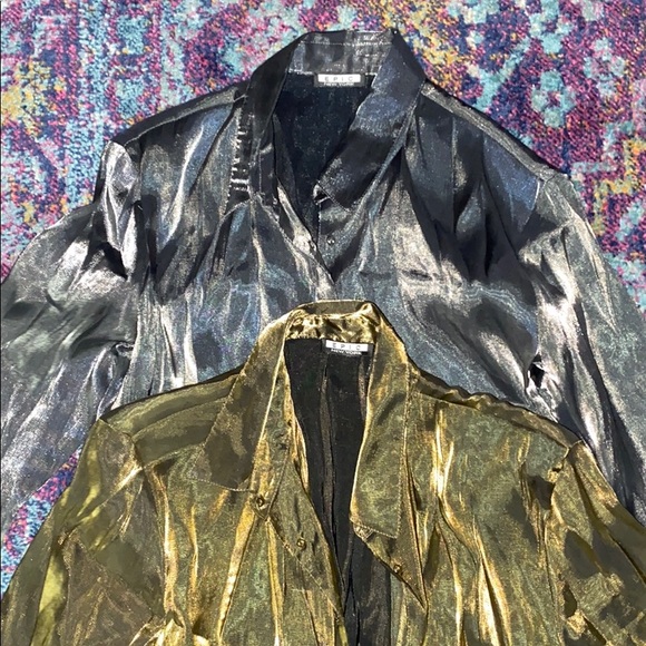 2 Shiny Button Blouses - Picture 2 of 6